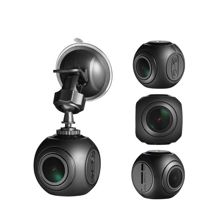 Compact 1080P dash cam shown from several angles