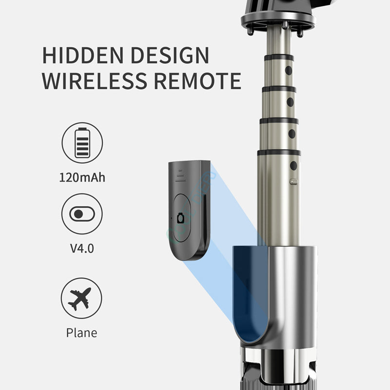 Detachable wireless remote hidden in the selfie stick handle