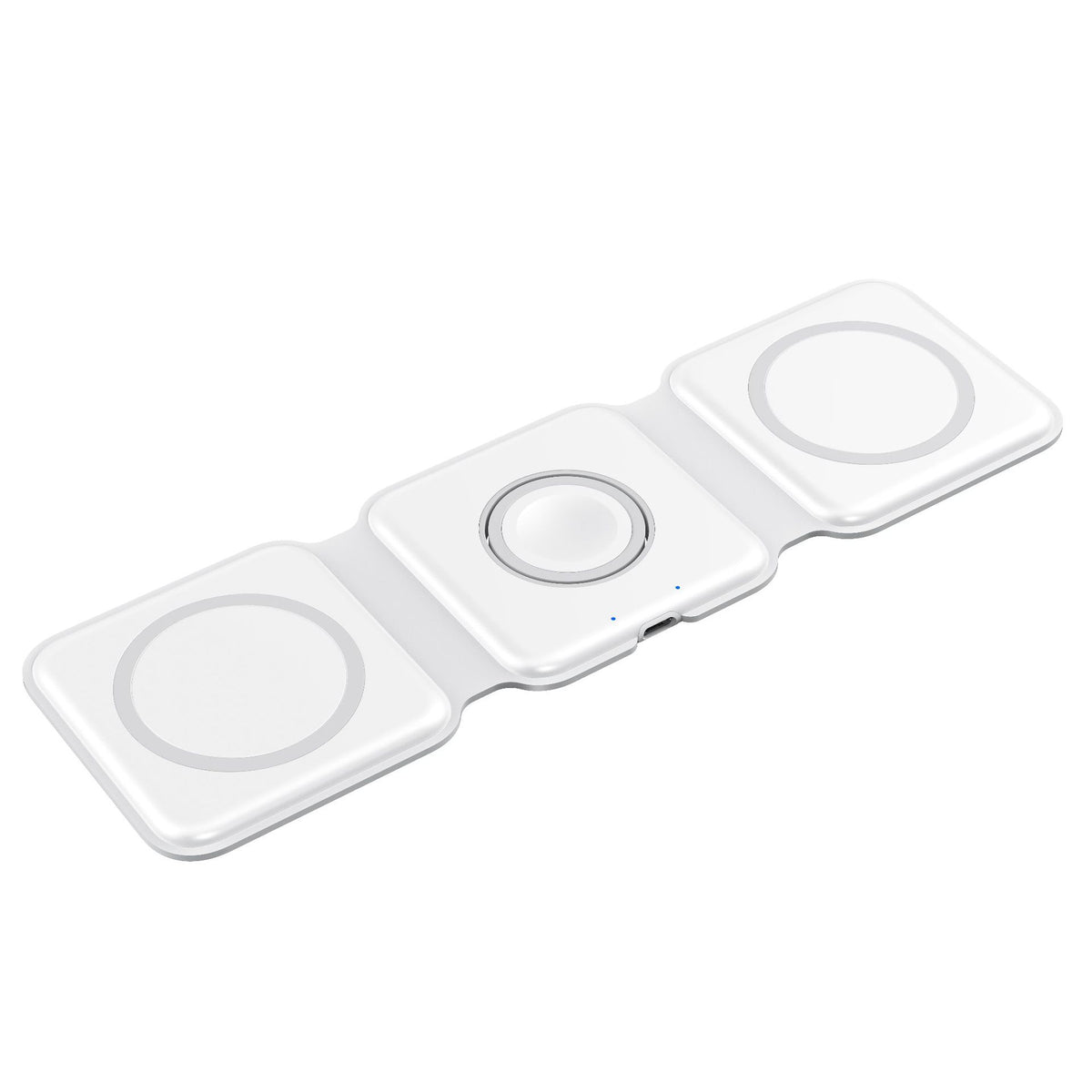 White foldable 3-in-1 wireless charger laid flat