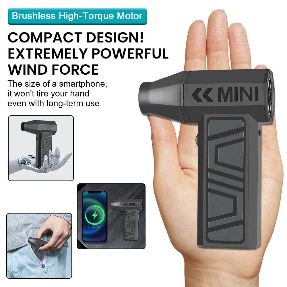 Compact cordless air duster held in one hand