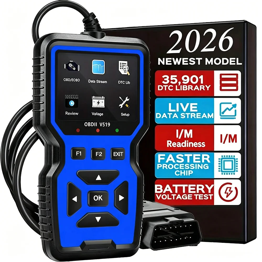 Blue OBD2 scanner with 2.8-inch color screen