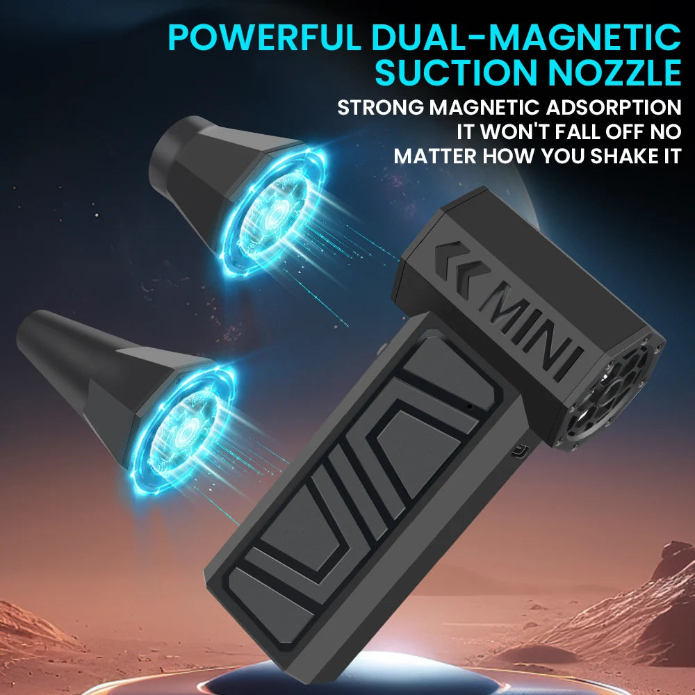 Air duster with magnetic nozzle attachments